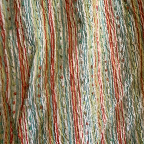 Breckenridge Multicolor Striped Crinkle textured Top Button Up Blouse size M - Picture 14 of 14